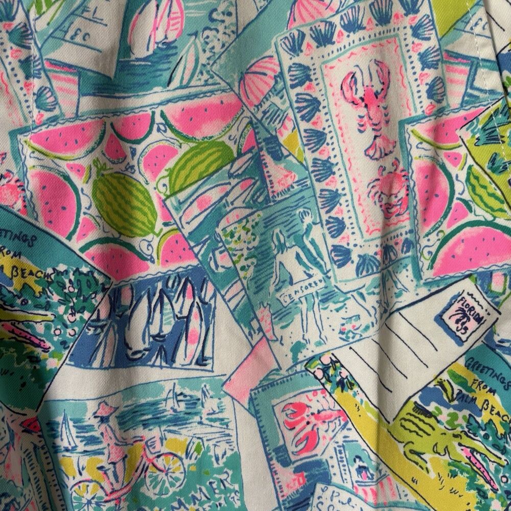 Lilly Pulitzer Mens Beaumont Shorts 38 Coastal Novelty Print Flamingo Beach - Picture 2 of 15